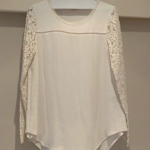 Rebecca Taylor white silk and lace blouse